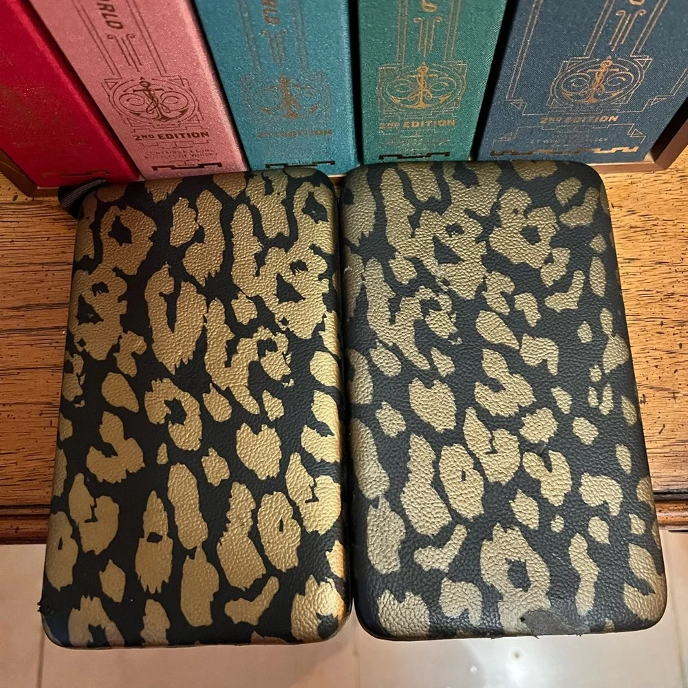 Leopard Print and Shiny Black Wallet/Clutch Set